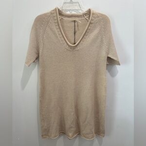 Max Studio Beige Short Sleeve Knit Top/tunic size L new